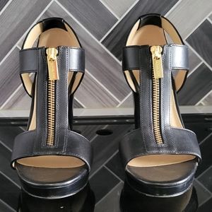Michael Kors Berkley T-Strap leather platform heels